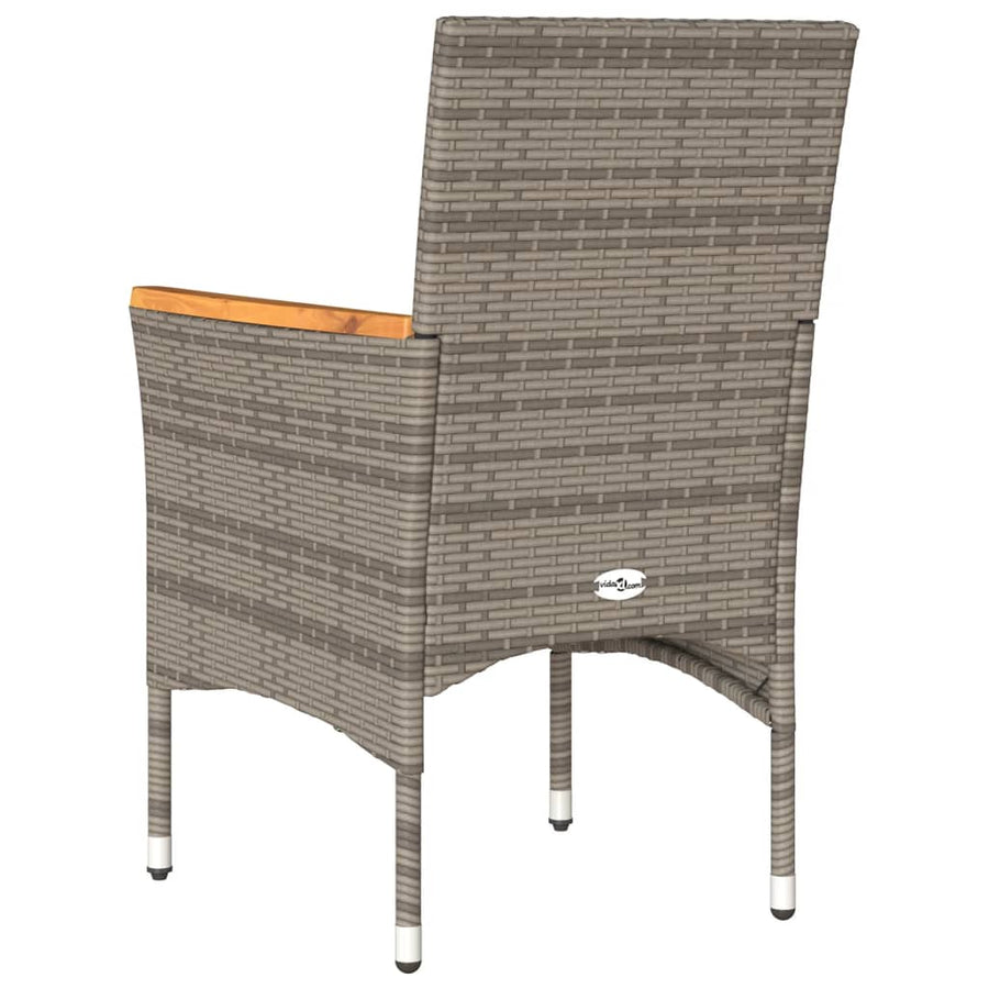 Tuinstoelen 2 st met kussens poly rattan grijs