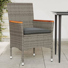 Tuinstoelen 2 st met kussens poly rattan grijs