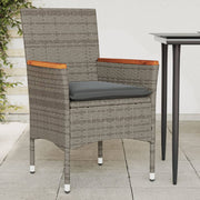 Tuinstoelen 2 st poly rattan grijs met kussens
