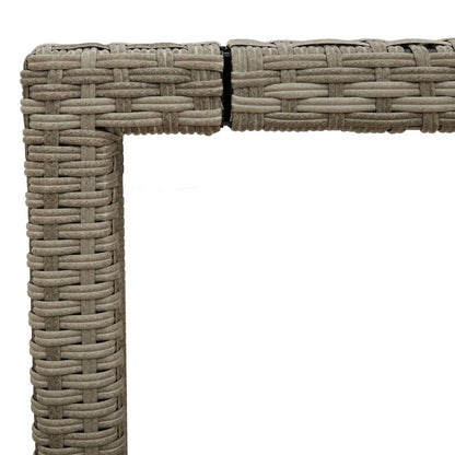 Tuintafel met glazen blad 90x90x75 cm poly rattan lichtgrijs