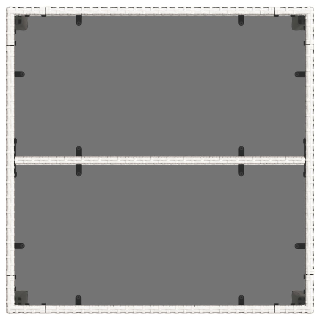 Tuintafel met glazen blad 90x90x75 cm poly rattan wit