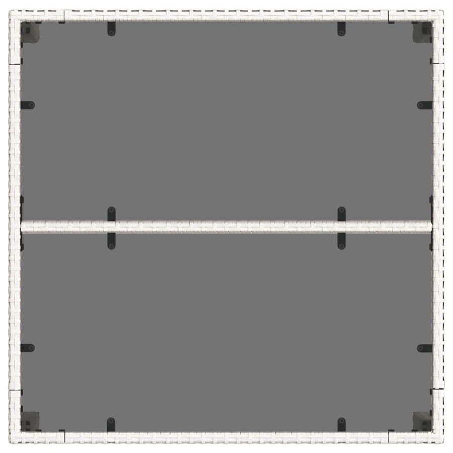 Tuintafel met glazen blad 90x90x75 cm poly rattan wit