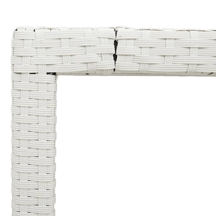 Tuintafel met glazen blad 90x90x75 cm poly rattan wit