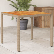 Garden Table 90x90x75 cm Polyrattan and Acacia Wood Beige
