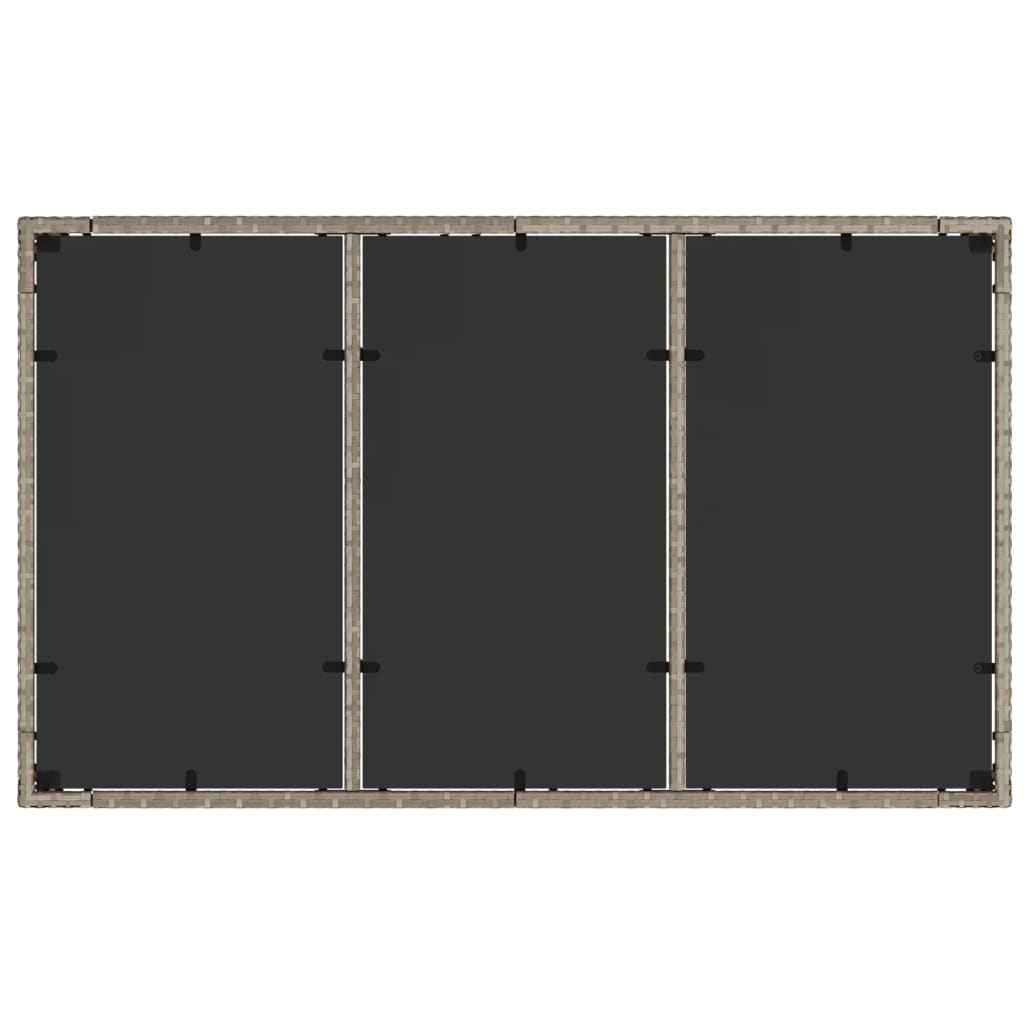 Tuintafel met glazen blad 150x90x75 cm poly rattan lichtgrijs