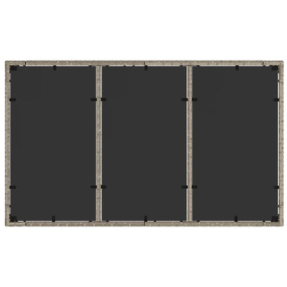 Tuintafel met glazen blad 150x90x75 cm poly rattan lichtgrijs