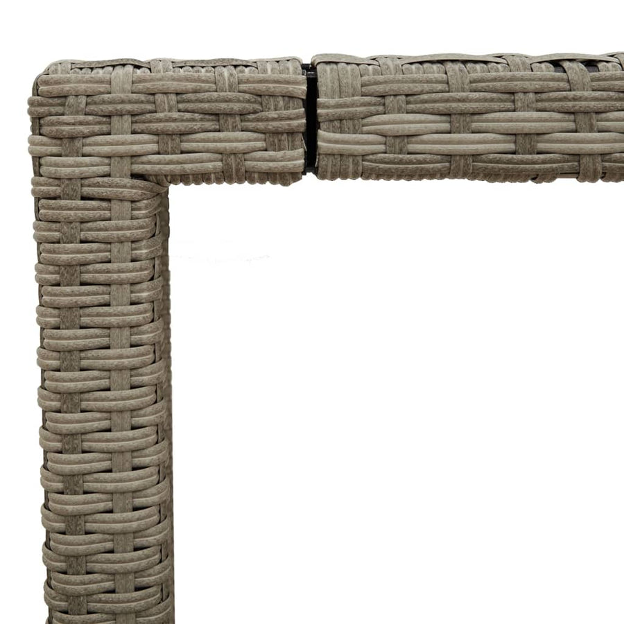 Tuintafel met glazen blad 150x90x75 cm poly rattan lichtgrijs