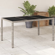 Tuintafel 150x90x75 cm poly rattan glas lichtgrijs