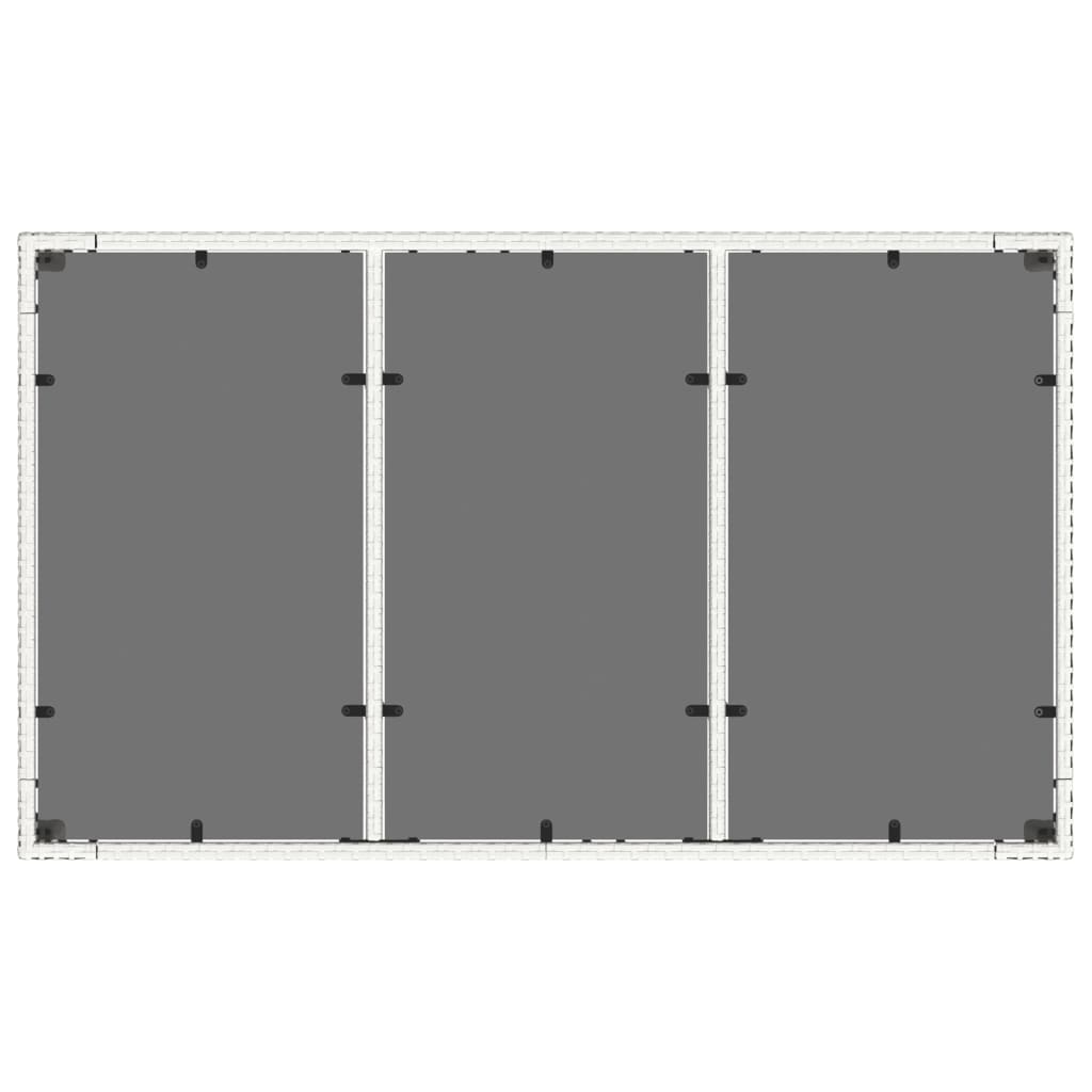 Tuintafel met glazen blad 150x90x75 cm poly rattan wit