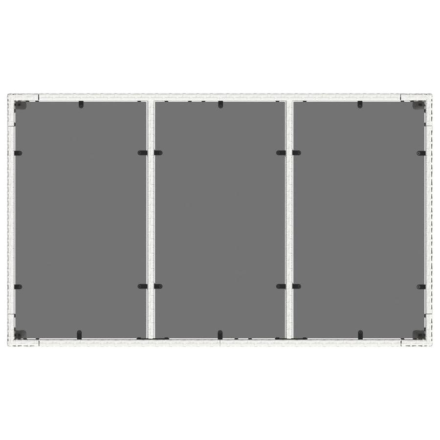 Tuintafel met glazen blad 150x90x75 cm poly rattan wit