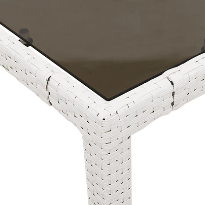 Tuintafel met glazen blad 150x90x75 cm poly rattan wit