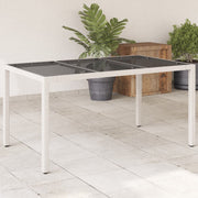 Tuintafel 150x90x75 cm poly rattan wit glazen blad