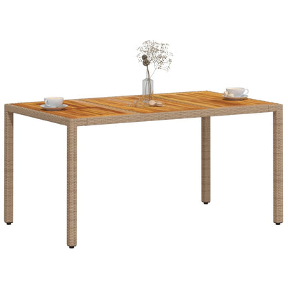 Tuintafel 150x90x75 cm poly rattan en massief acaciahout beige