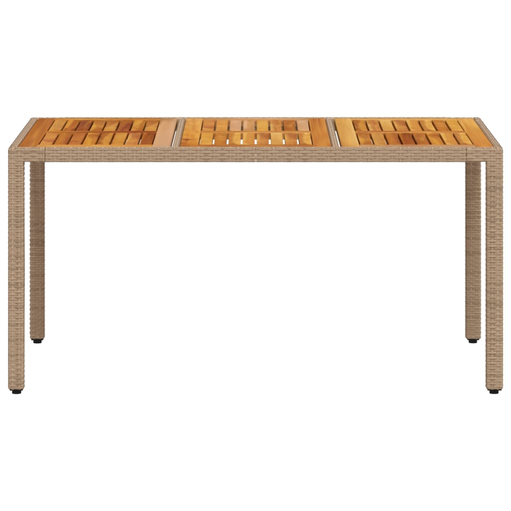 Tuintafel 150x90x75 cm poly rattan en massief acaciahout beige