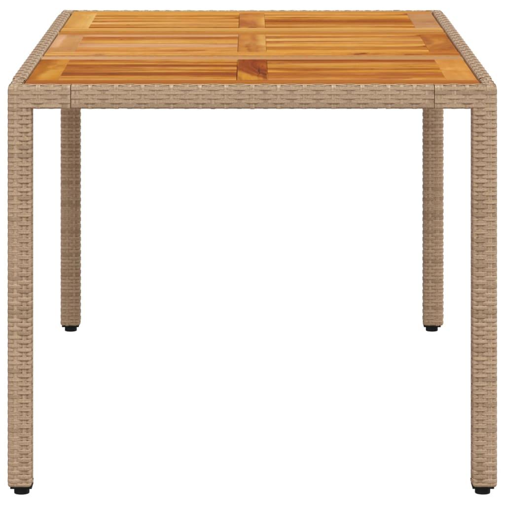 Tuintafel 150x90x75 cm poly rattan en massief acaciahout beige