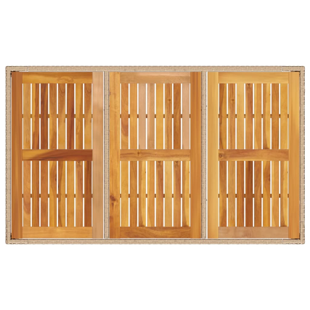 Tuintafel 150x90x75 cm poly rattan en massief acaciahout beige