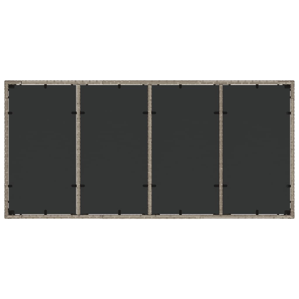 Tuintafel met glazen blad 190x90x75 cm poly rattan lichtgrijs