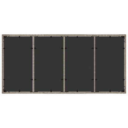Tuintafel met glazen blad 190x90x75 cm poly rattan lichtgrijs