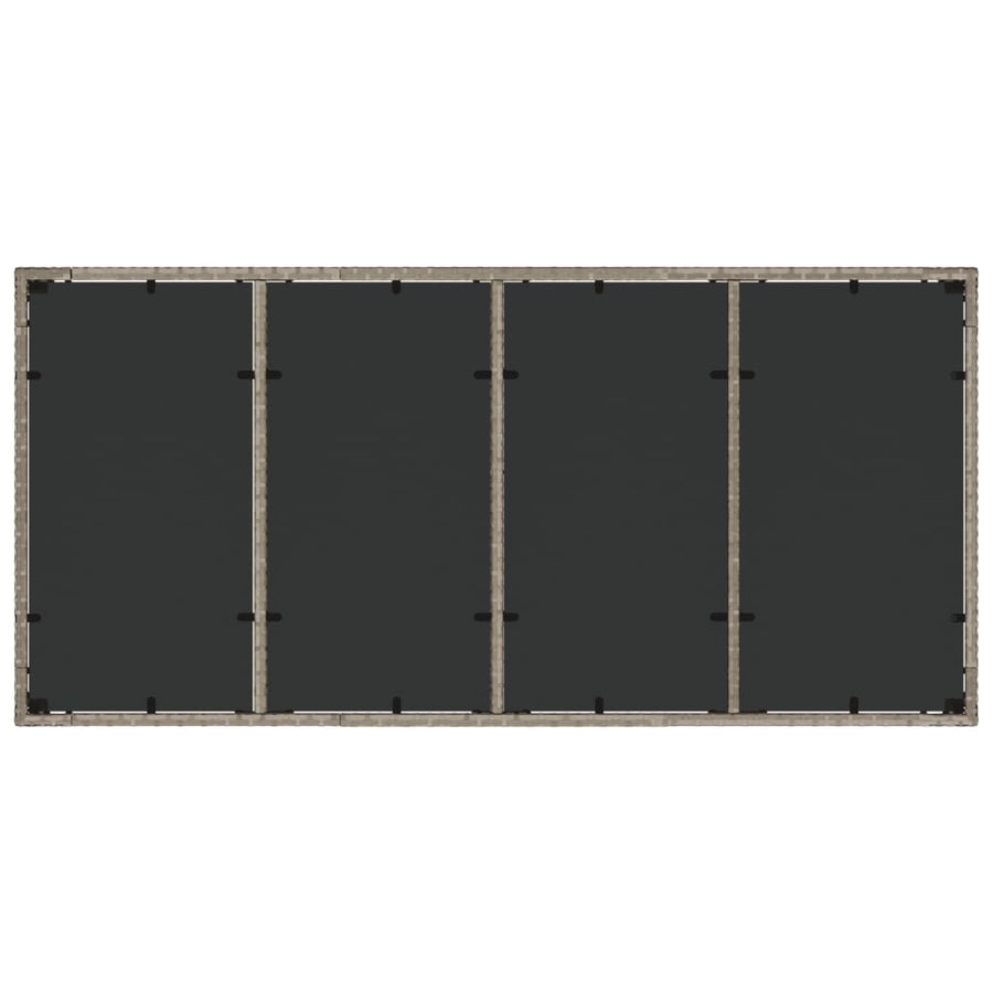 Tuintafel met glazen blad 190x90x75 cm poly rattan lichtgrijs
