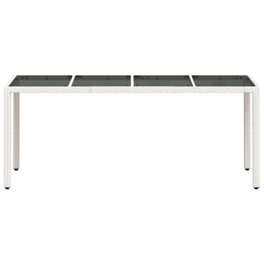 Tuintafel met glazen blad 190x90x75 cm poly rattan wit
