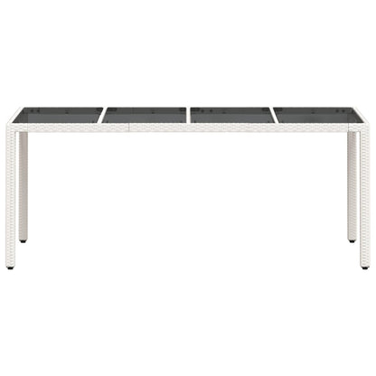 Tuintafel met glazen blad 190x90x75 cm poly rattan wit