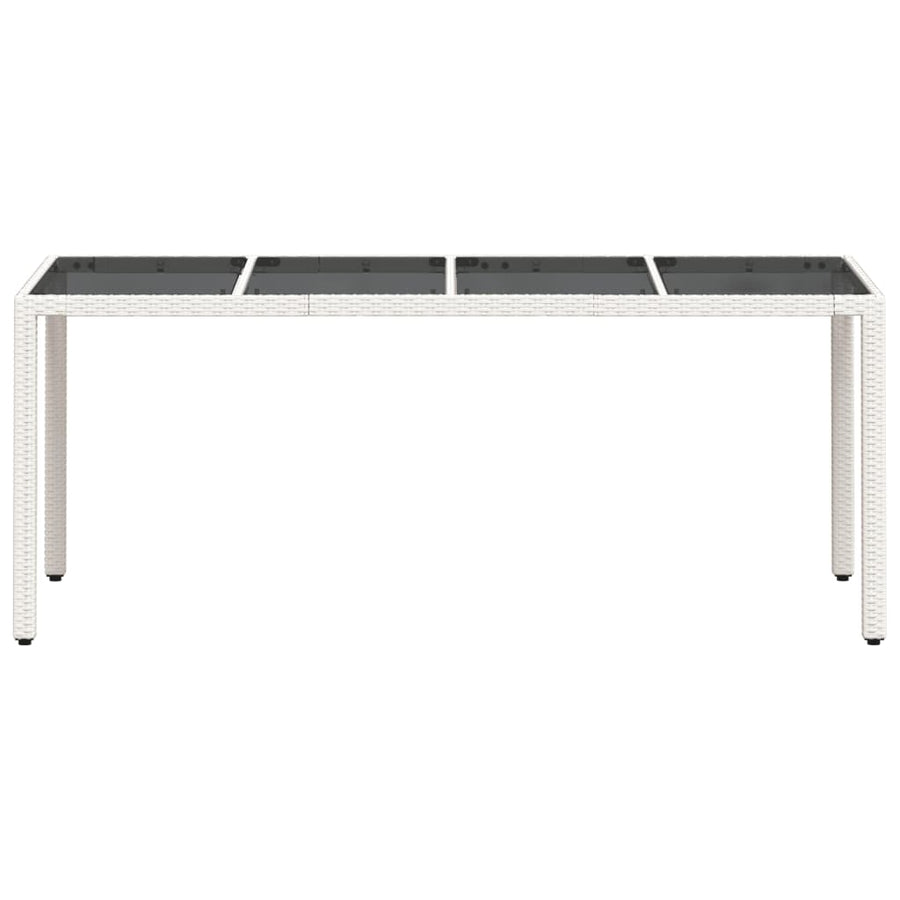 Tuintafel met glazen blad 190x90x75 cm poly rattan wit