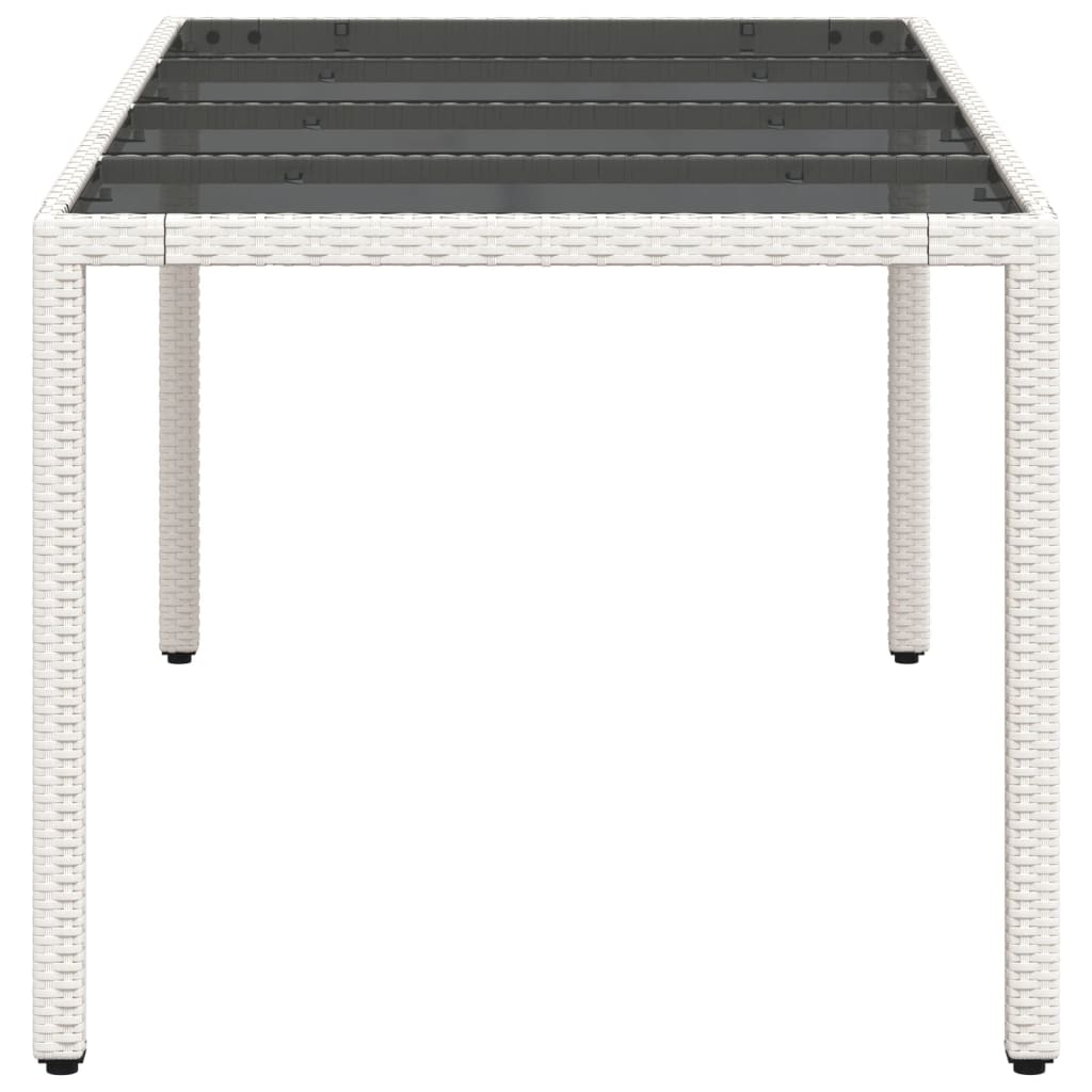 Tuintafel met glazen blad 190x90x75 cm poly rattan wit