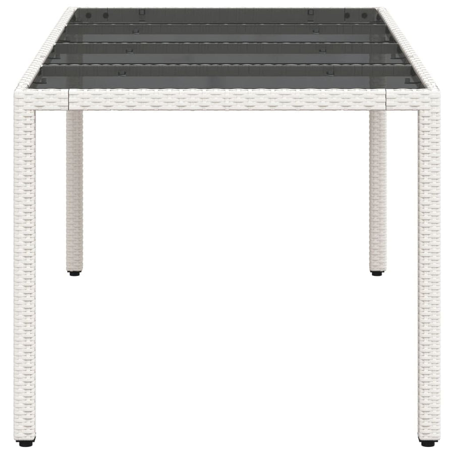 Tuintafel met glazen blad 190x90x75 cm poly rattan wit