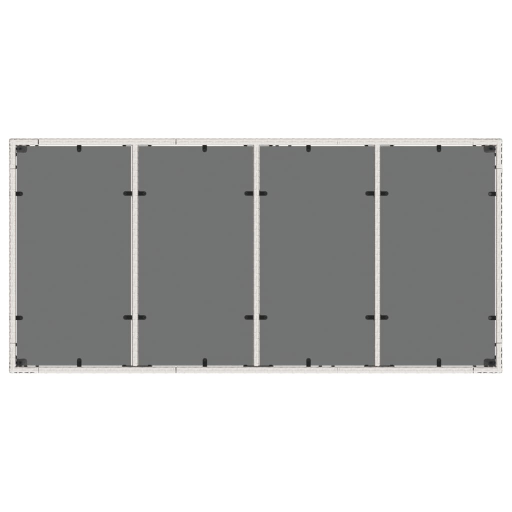 Tuintafel met glazen blad 190x90x75 cm poly rattan wit