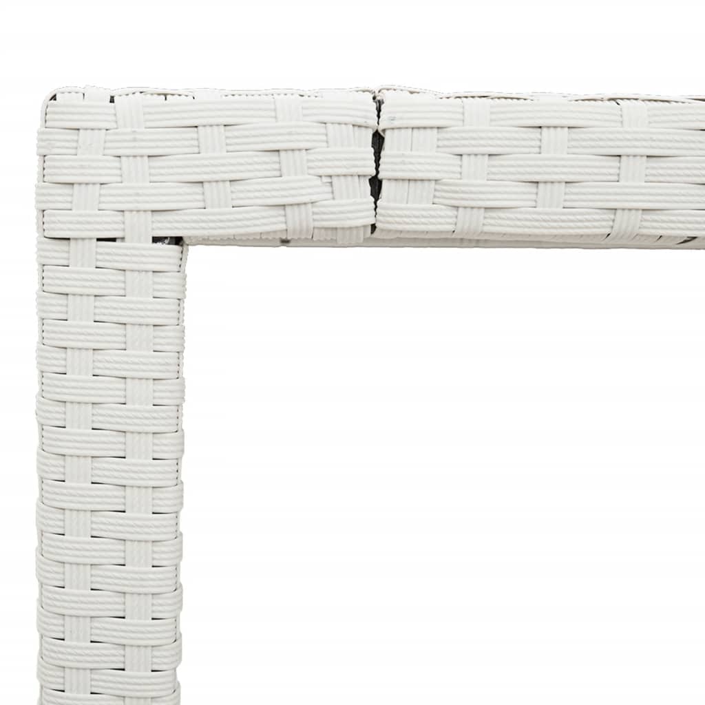 Tuintafel met glazen blad 190x90x75 cm poly rattan wit