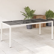 Tuintafel 190x90x75 cm poly rattan wit glazen blad