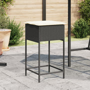 Tuinbarkrukken poly rattan zwart 2 stuks 40x40x76 cm