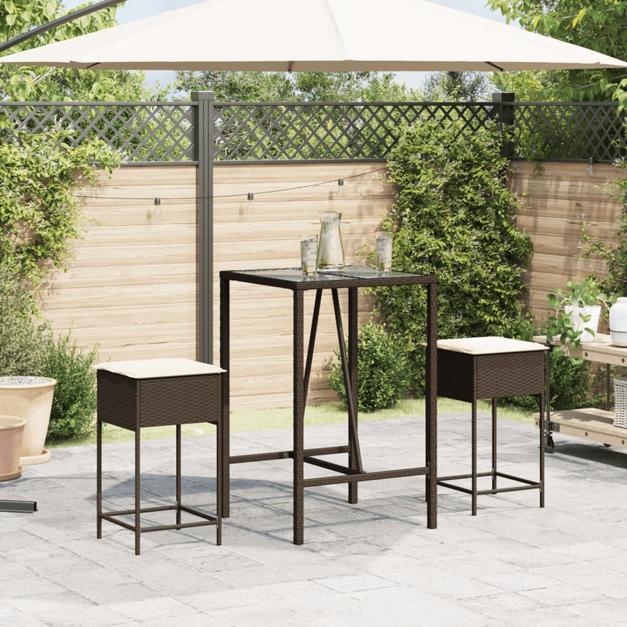 Tuinbarkrukken 2 St Met Kussens Poly Rattan Bruin