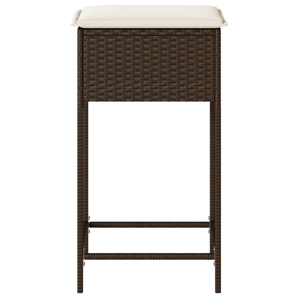 Tuinbarkrukken 2 St Met Kussens Poly Rattan Bruin