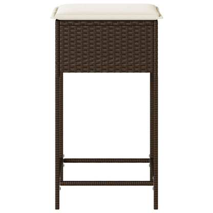 Tuinbarkrukken 2 St Met Kussens Poly Rattan Bruin