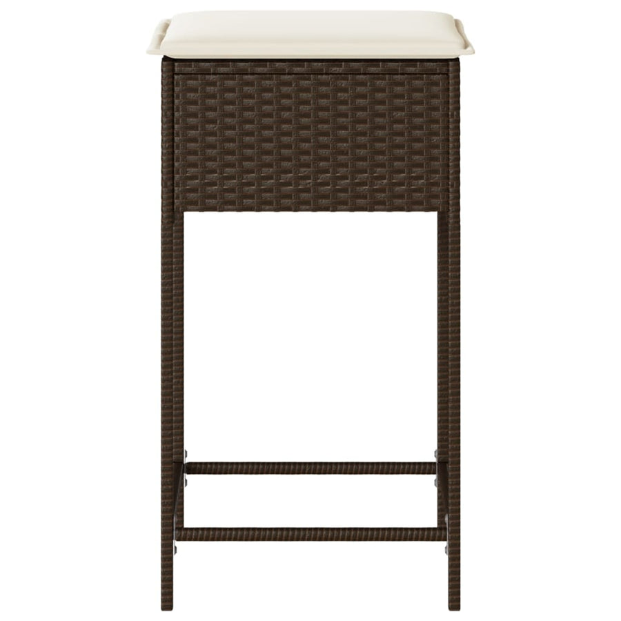 Tuinbarkrukken 2 St Met Kussens Poly Rattan Bruin
