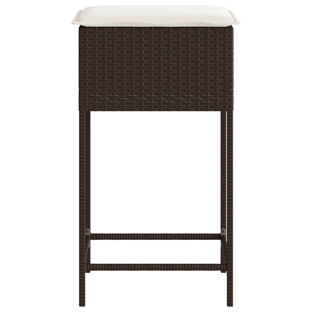 Tuinbarkrukken 2 St Met Kussens Poly Rattan Bruin