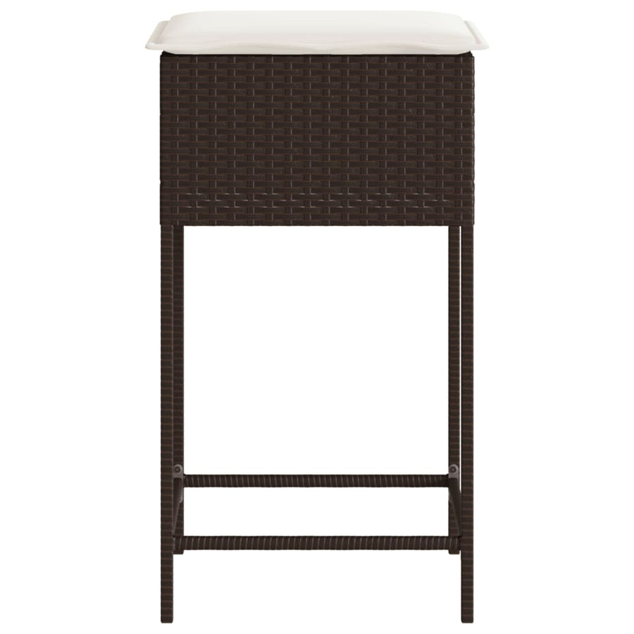 Tuinbarkrukken 2 St Met Kussens Poly Rattan Bruin