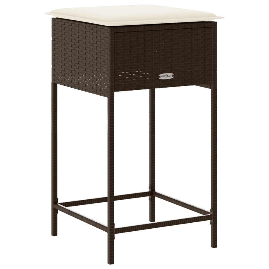 Tuinbarkrukken 2 St Met Kussens Poly Rattan Bruin