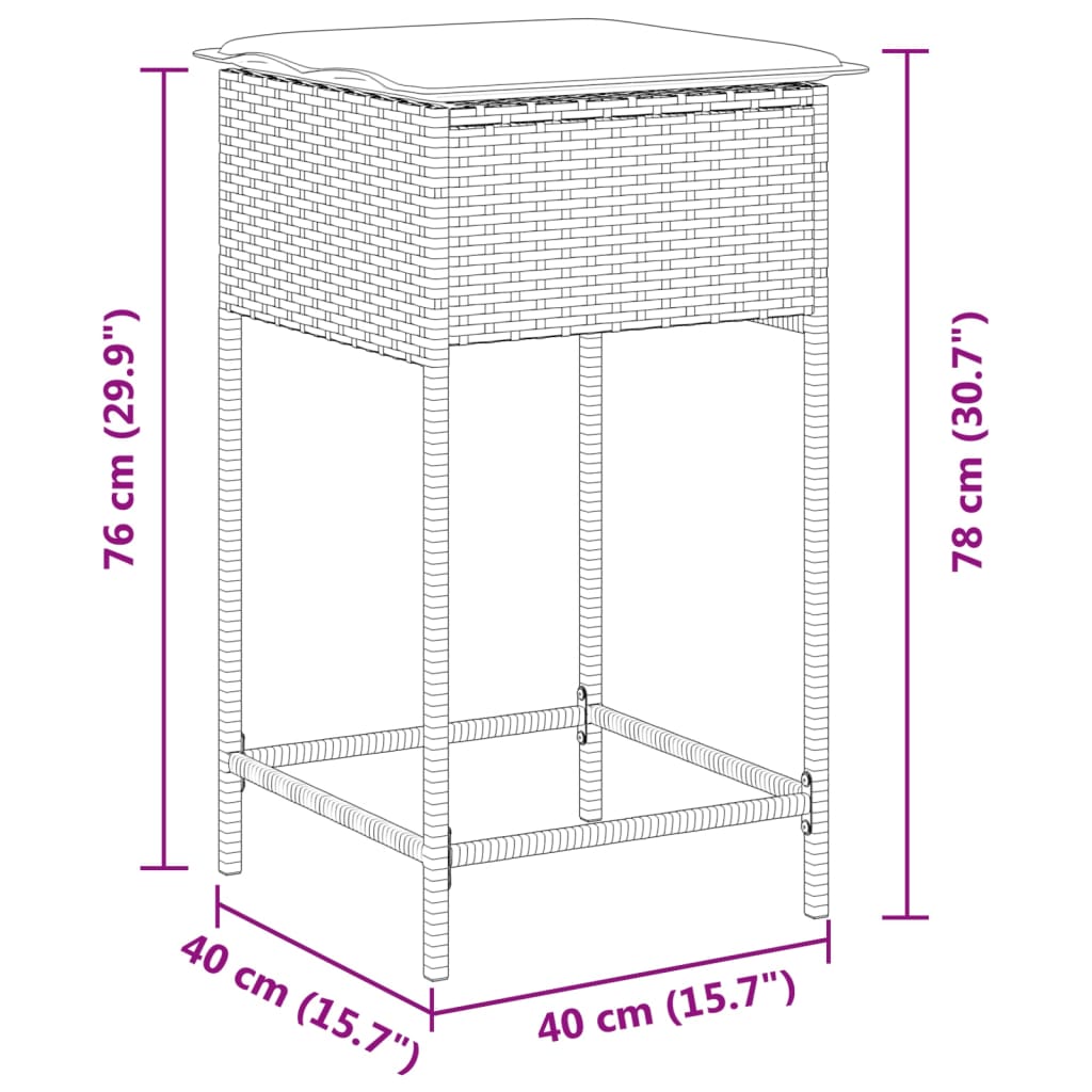 Tuinbarkrukken 2 St Met Kussens Poly Rattan Bruin
