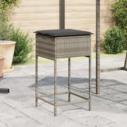Tuinbarkrukken poly rattan grijs 2 stuks 40x40x76 cm