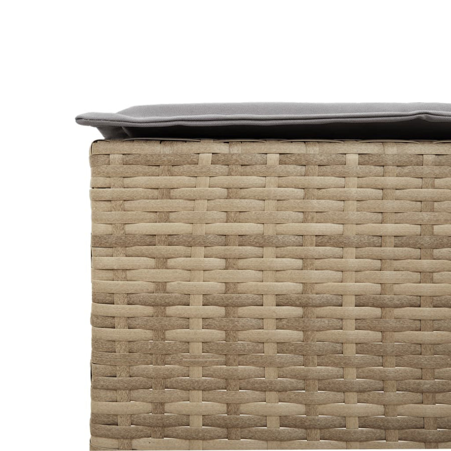 Tuinbarkrukken 2 st met kussens poly rattan beige