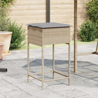 Garden Bar Stools 2 pcs with Cushions Poly Rattan Beige