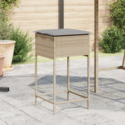 Tuinbarkrukken 2 stuks poly rattan beige met kussens