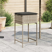 Tuinbarkrukken 2 stuks poly rattan lichtgrijs 40x40x76 cm