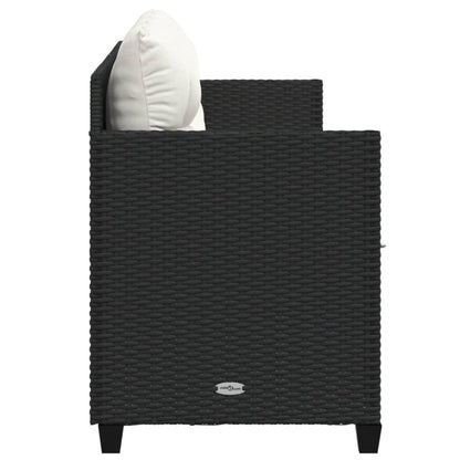 Ligbed Met Kussens Poly Rattan Zwart en crème zonder luifel