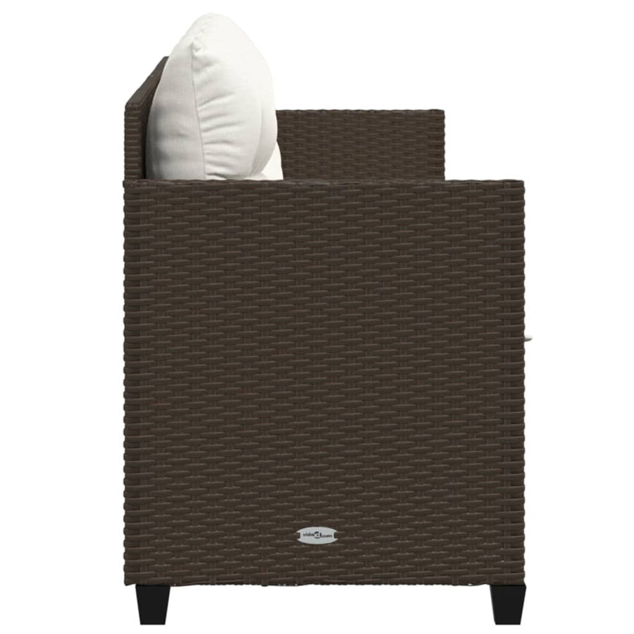 Ligbed met kussens poly rattan Bruin en crème zonder luifel