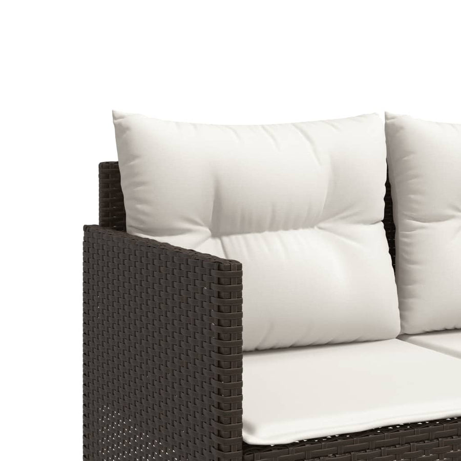 Ligbed met kussens poly rattan Bruin en crème zonder luifel