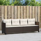 Ligbed poly rattan bruin met kussens