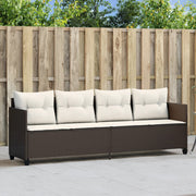 Ligbed poly rattan bruin met kussens